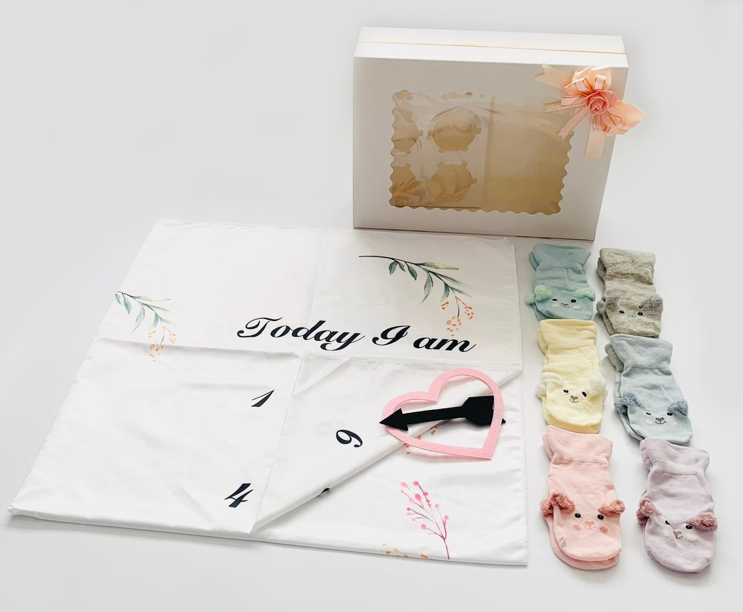 Baby Girl Growth Photography Blanket & Socks Gift Box