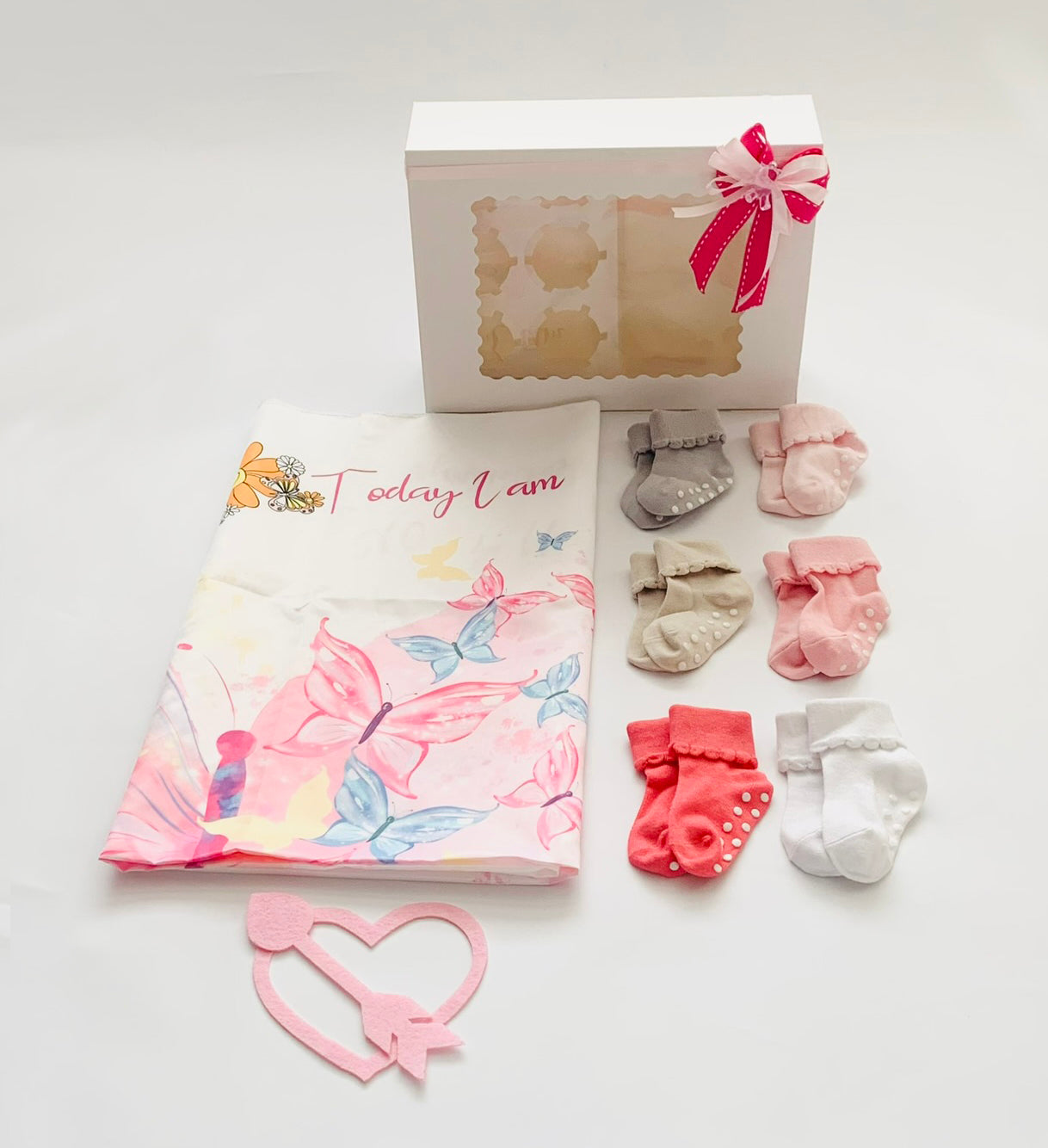 Baby Girl Growth Photography Blanket & Socks Gift Box