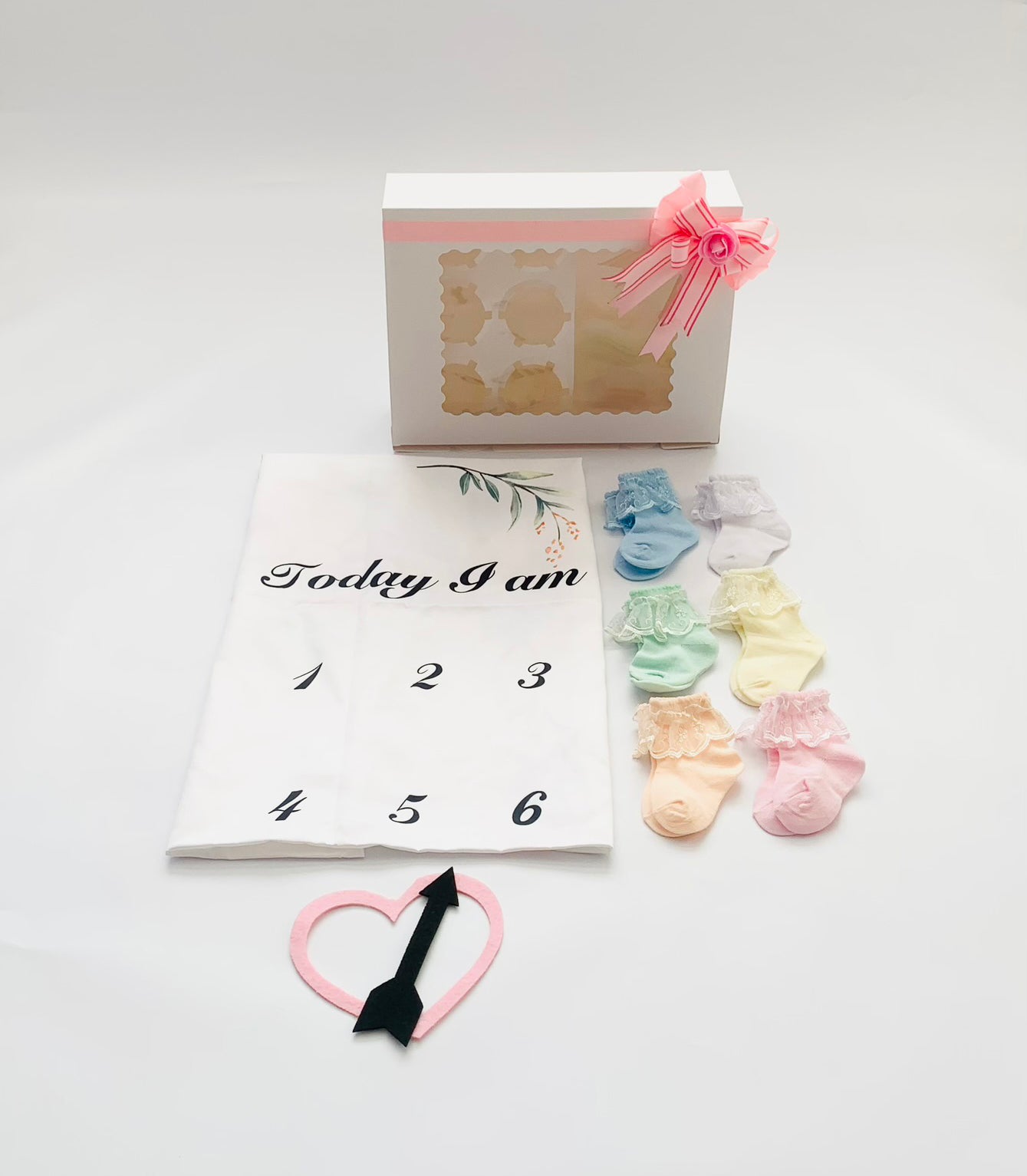 Baby Girl Growth Photography Blanket & Socks Gift Box